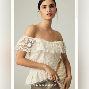 Anthropologie Textured Off-The-Shoulder Blouse